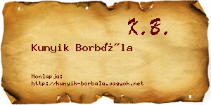 Kunyik Borbála névjegykártya